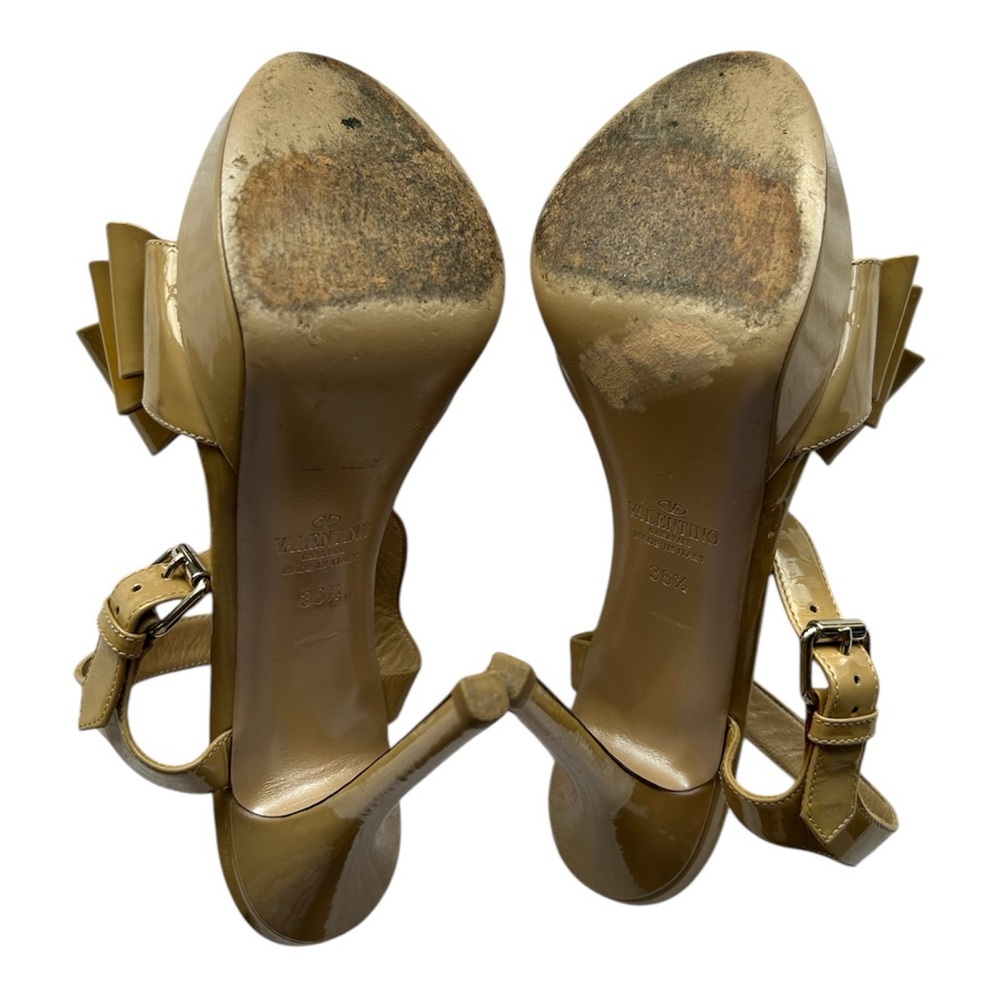 Valentino Patent Leather Stiletto Nude Bow Platform Size 6.5 - Picture 5 of 9